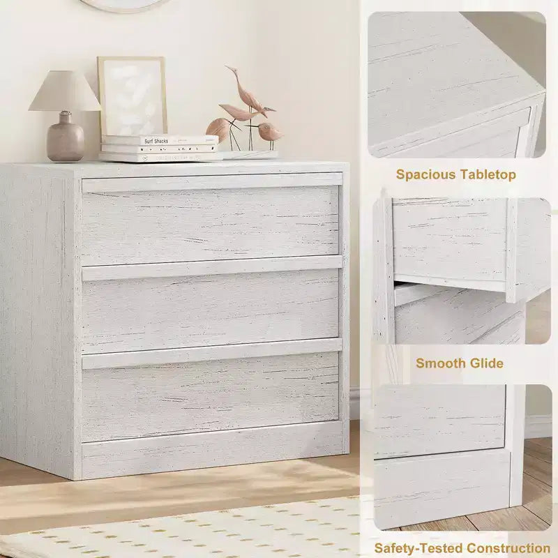 Cassettiera a 3 cassetti, Nero/Naturale/Bianco, Senza maniglie, Monoutente – 75 cm L x 40 cm P x 77,5 cm H