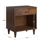 Comodino in legno marrone a 1 cassetto, singolo