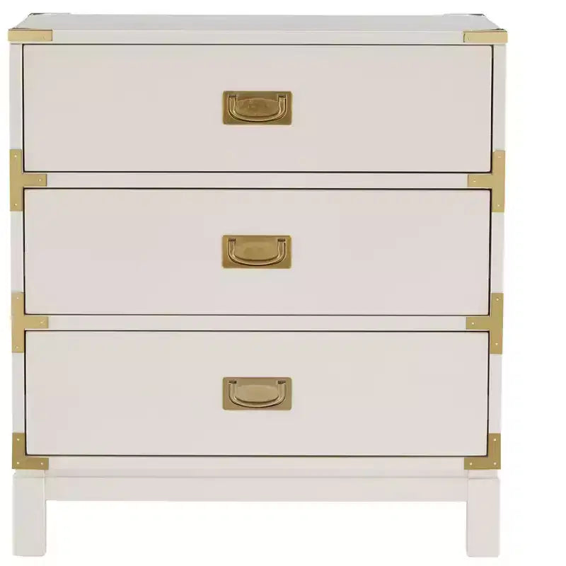 Comodino a 3 cassetti con inserti dorati – Espresso / Grigio / Bianco, montaggio da 1 persona