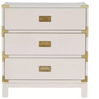 Comodino a 3 cassetti con inserti dorati – Espresso / Grigio / Bianco, montaggio da 1 persona