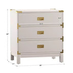Comodino a 3 cassetti con inserti dorati – Espresso / Grigio / Bianco, montaggio da 1 persona