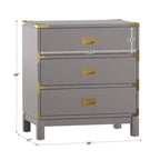 Comodino a 3 cassetti con inserti dorati – Espresso / Grigio / Bianco, montaggio da 1 persona
