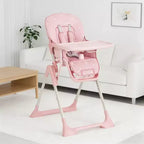 Seggiolone Pieghevole Blu / Grigio / Rosa con Altezza, Schienale e Poggiapiedi Regolabili – per 1 Bambino