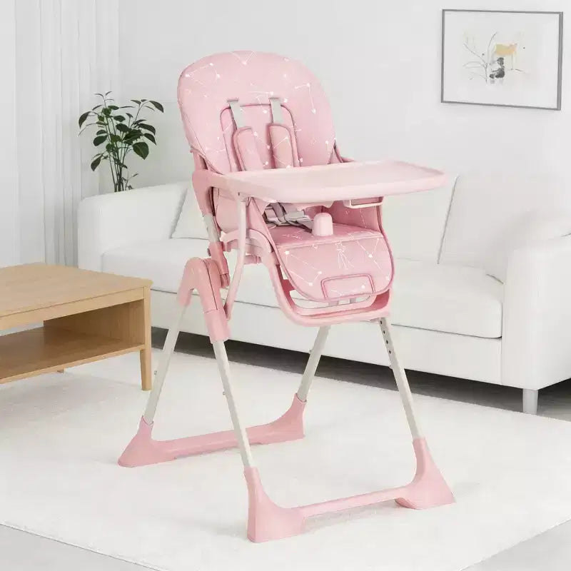 Seggiolone Pieghevole Blu / Grigio / Rosa con Altezza, Schienale e Poggiapiedi Regolabili – per 1 Bambino