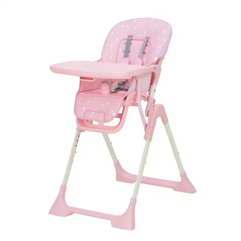 Seggiolone Pieghevole Blu / Grigio / Rosa con Altezza, Schienale e Poggiapiedi Regolabili – per 1 Bambino