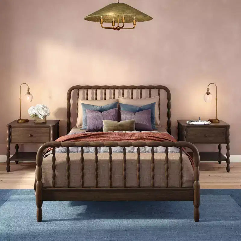 Letto matrimoniale in legno naturale, singolo