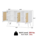Credenza/Madia in Rattan Beige/Nero/Bianco con 3 Ante e Ripiani Regolabili – 1 Unità