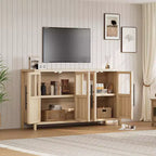 Madia a Buffet da 55", 4 Ante in Vetro, Nero/Marrone/Naturale/Bianco, Posti a Sedere 1