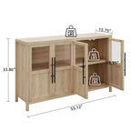 Madia a Buffet da 55", 4 Ante in Vetro, Nero/Marrone/Naturale/Bianco, Posti a Sedere 1