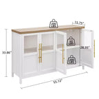 Madia a Buffet da 55", 4 Ante in Vetro, Nero/Marrone/Naturale/Bianco, Posti a Sedere 1
