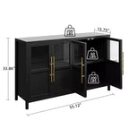 Madia a Buffet da 55", 4 Ante in Vetro, Nero/Marrone/Naturale/Bianco, Posti a Sedere 1