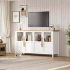 Madia a Buffet da 55", 4 Ante in Vetro, Nero/Marrone/Naturale/Bianco, Posti a Sedere 1