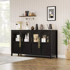 Madia a Buffet da 55", 4 Ante in Vetro, Nero/Marrone/Naturale/Bianco, Posti a Sedere 1