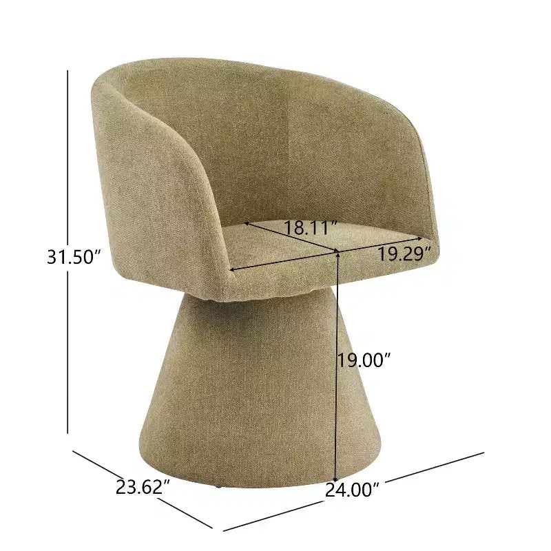 Set da pranzo 7 pezzi con sedie girevoli a 180°, beige/verde muschio, 6 posti a sedere