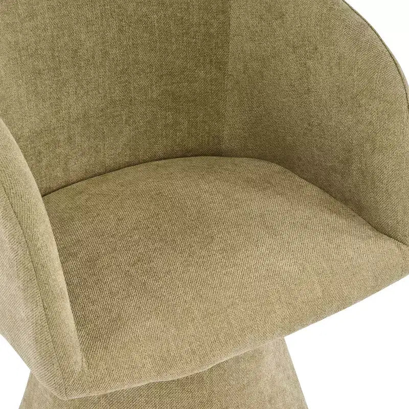 Set da pranzo 7 pezzi con sedie girevoli a 180°, beige/verde muschio, 6 posti a sedere