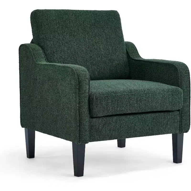 Poltrona singola in tessuto grigio/verde con braccioli curvati