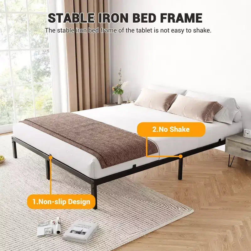 Struttura letto a piattaforma in metallo bianco/nero, Singolo/Piazza e mezza/Matrimoniale/King Size, Per 1-2 persone