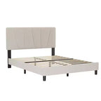 Struttura letto a piattaforma in velluto grigio, testiera a strisce diagonali, Twin/King, 1 persona