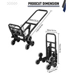 Carrello a mano pieghevole in argento a 10 ruote per salire le scale – 1 persona, capacità 150 kg