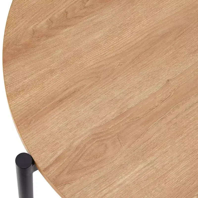 Set da Pranzo Rotondo, Rovere/Nero, 3 Pezzi, 4 Posti a Sedere