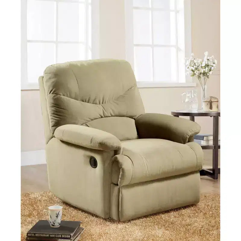 Poltrona reclinabile in microfibra beige, monoposto