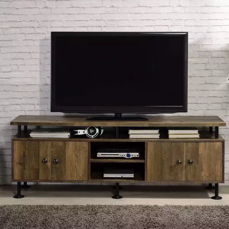 Mobile TV, Rovere Rustico e Nero, Adatto per TV fino a 60"