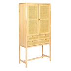 Credenza con ante e cassetti in canna d'India, 2 ante e 2 cassetti, singola