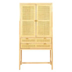 Credenza con ante e cassetti in canna d'India, 2 ante e 2 cassetti, singola