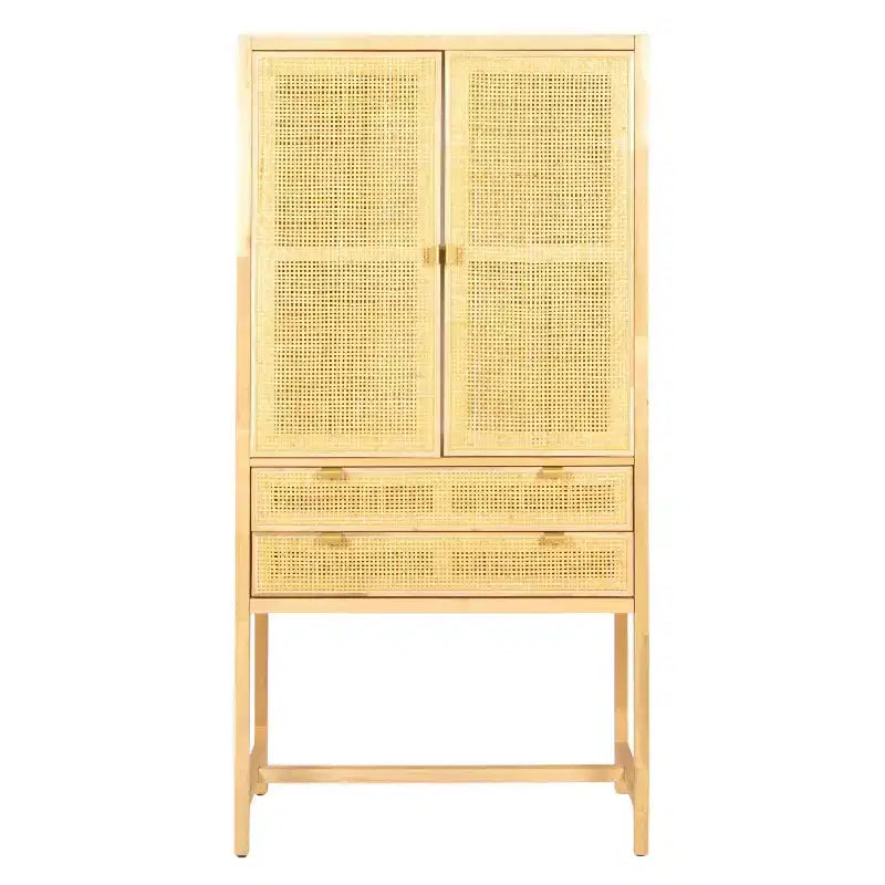 Credenza con ante e cassetti in canna d'India, 2 ante e 2 cassetti, singola