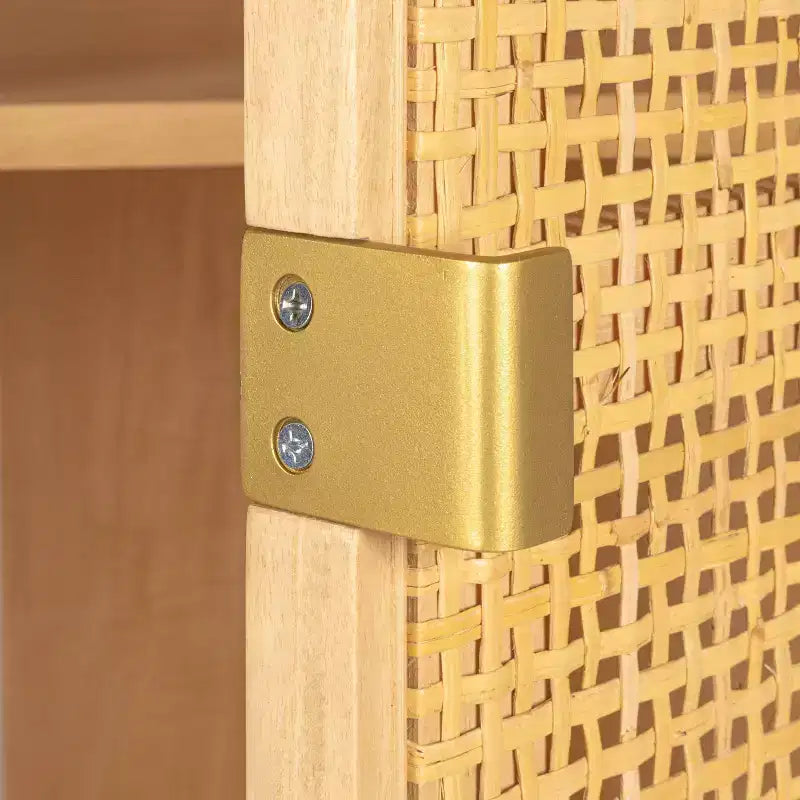 Credenza con ante e cassetti in canna d'India, 2 ante e 2 cassetti, singola