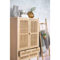 Credenza con ante e cassetti in canna d'India, 2 ante e 2 cassetti, singola