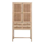 Credenza con ante e cassetti in canna d'India, 2 ante e 2 cassetti, singola