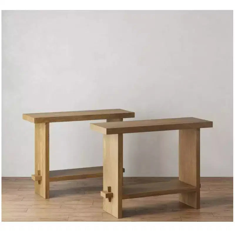 Tavolino Consolle Rustico Marrone Chiaro, Set da 2