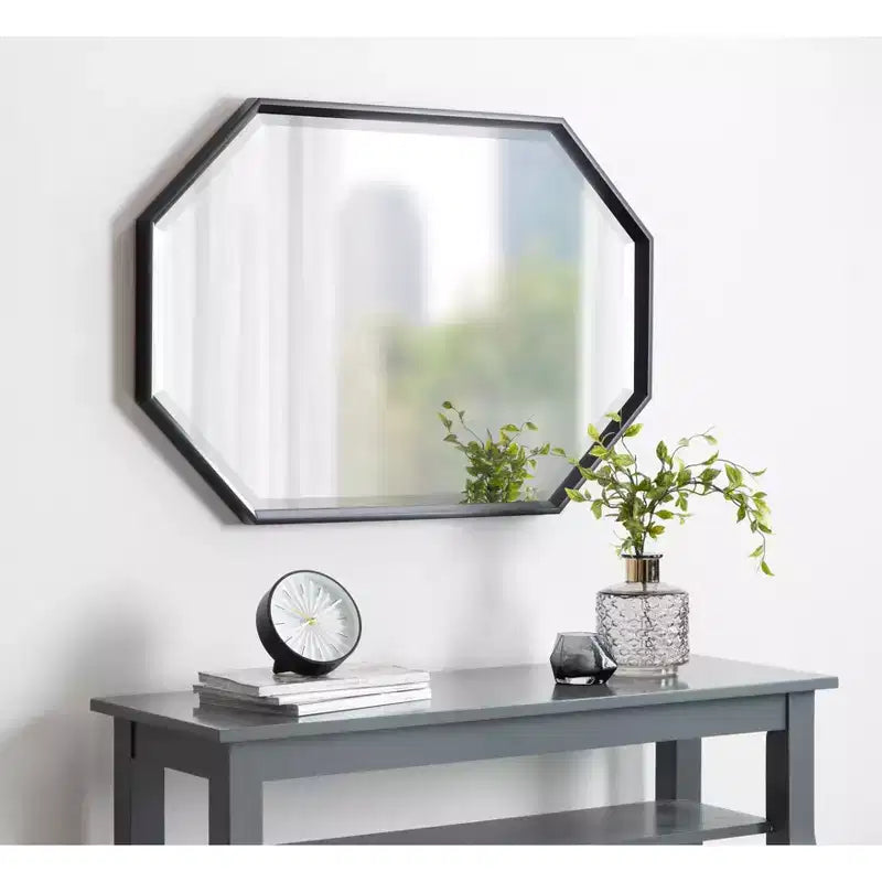 Specchio da Parete Ottagonale Allungato – Nero / Oro, Singolo