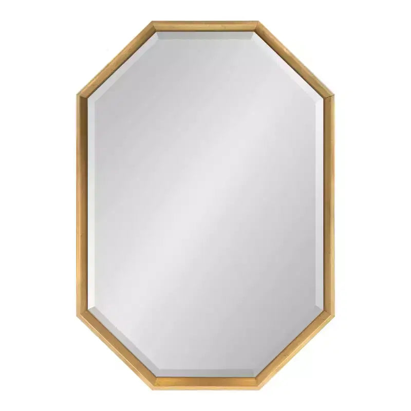 Specchio da Parete Ottagonale Allungato – Nero / Oro, Singolo