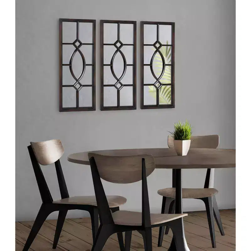 Specchio da parete rettangolare incorniciato nero/marrone/bianco, singolo, 13x30 pollici