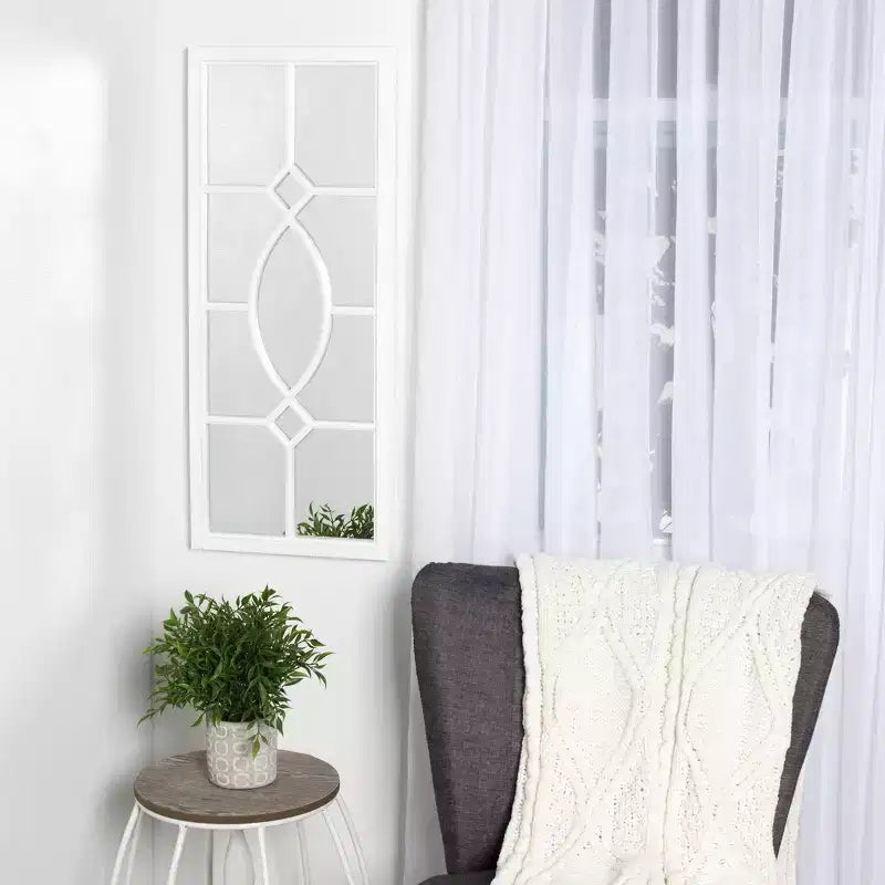 Specchio da parete rettangolare incorniciato nero/marrone/bianco, singolo, 13x30 pollici