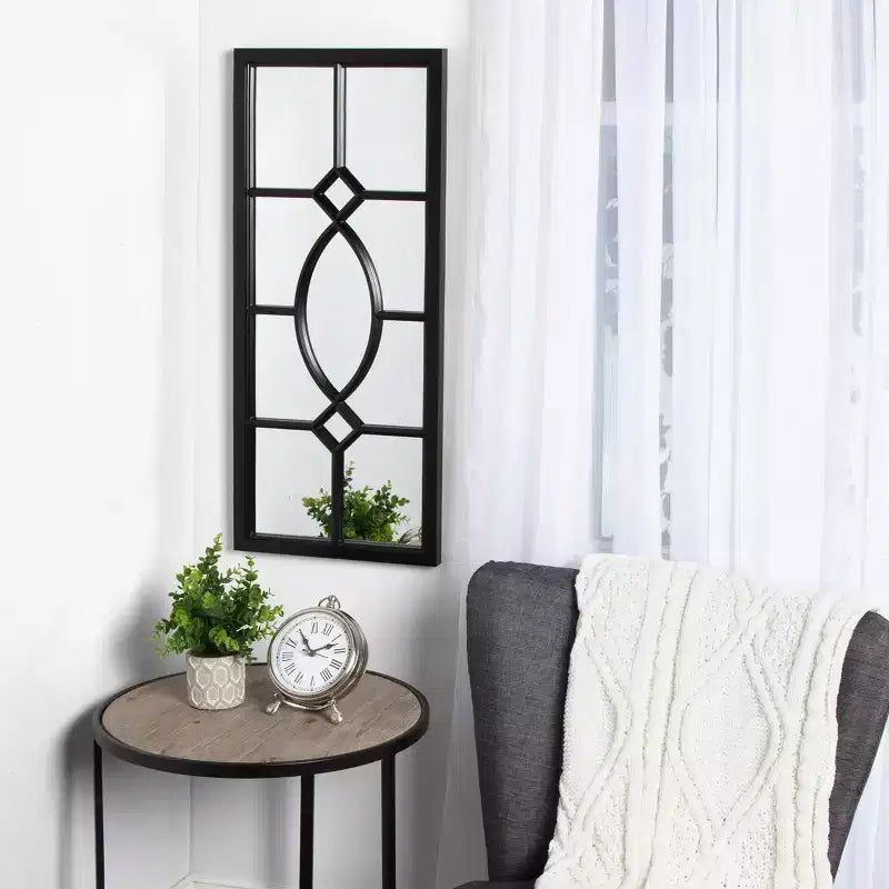 Specchio da parete rettangolare incorniciato nero/marrone/bianco, singolo, 13x30 pollici