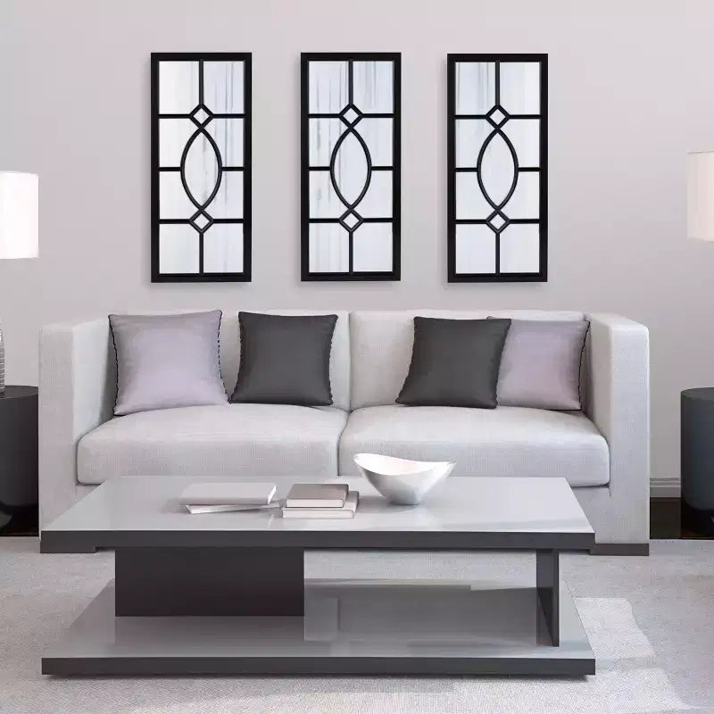 Specchio da parete rettangolare incorniciato nero/marrone/bianco, singolo, 13x30 pollici
