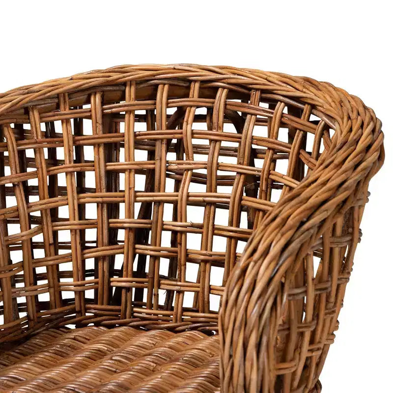 Set di sedie da pranzo in teak e rattan bohémien marrone naturale, 2 posti