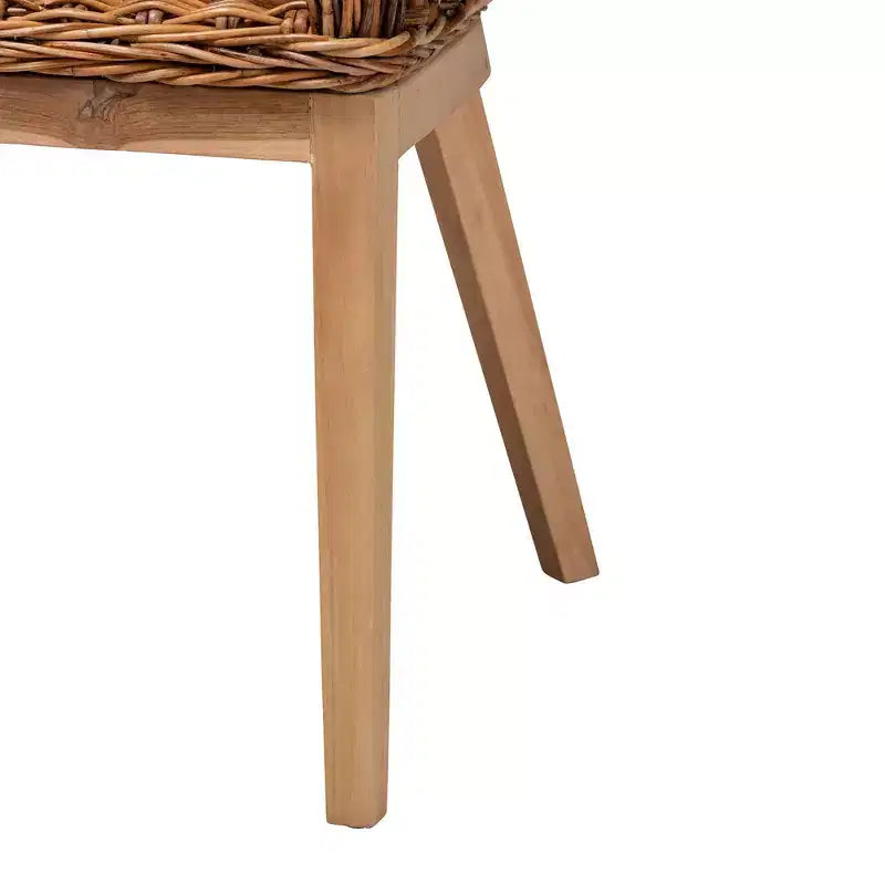 Set di sedie da pranzo in teak e rattan bohémien marrone naturale, 2 posti