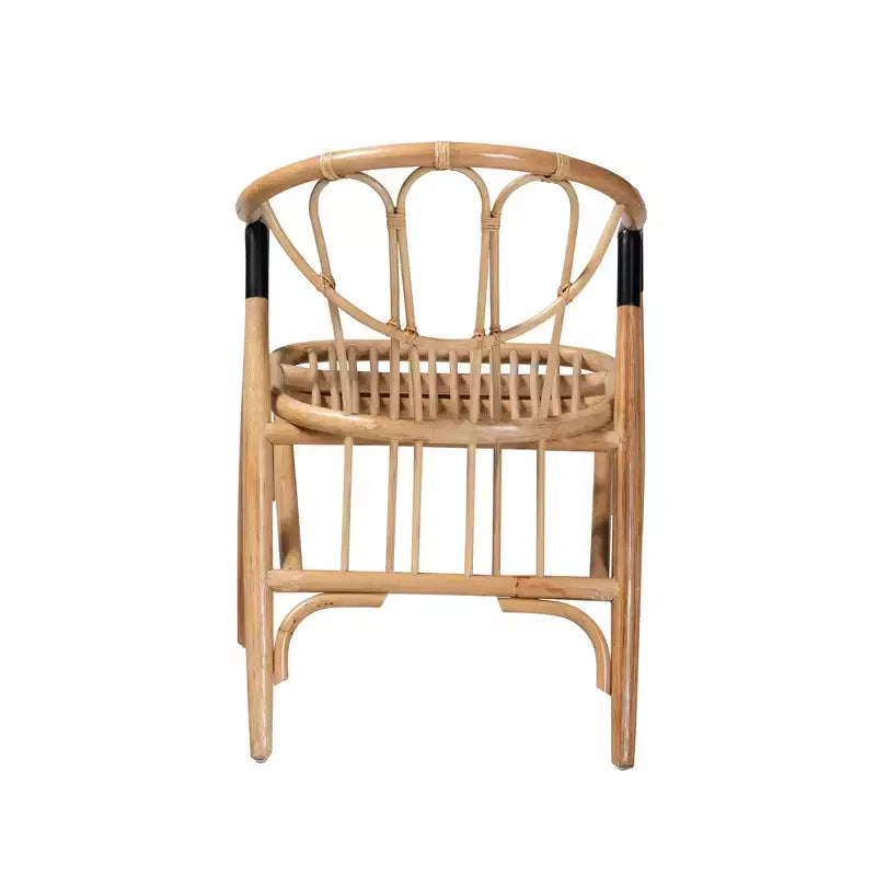 Sedia da pranzo Cyntia in rattan naturale marrone, schienale alto, braccioli, 1 posto