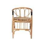Sedia da pranzo Cyntia in rattan naturale marrone, schienale alto, braccioli, 1 posto