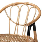 Sedia da pranzo Cyntia in rattan naturale marrone, schienale alto, braccioli, 1 posto