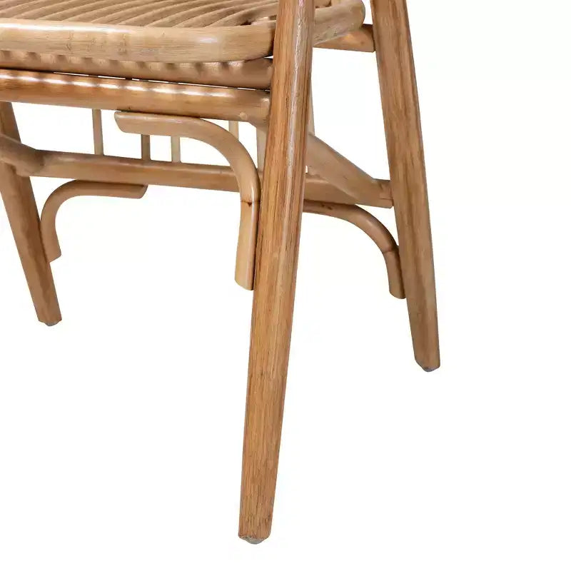 Sedia da pranzo Cyntia in rattan naturale marrone, schienale alto, braccioli, 1 posto