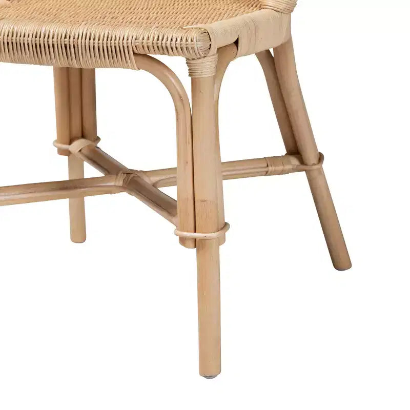 Set Sedie da Pranzo in Rattan Naturale Marrone, Senza Braccioli, 2 Posti