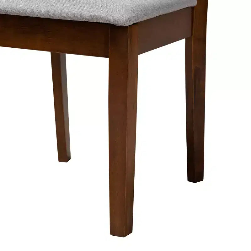 Sedie da pranzo senza braccioli, set da 2, grigio/marrone scuro e noce