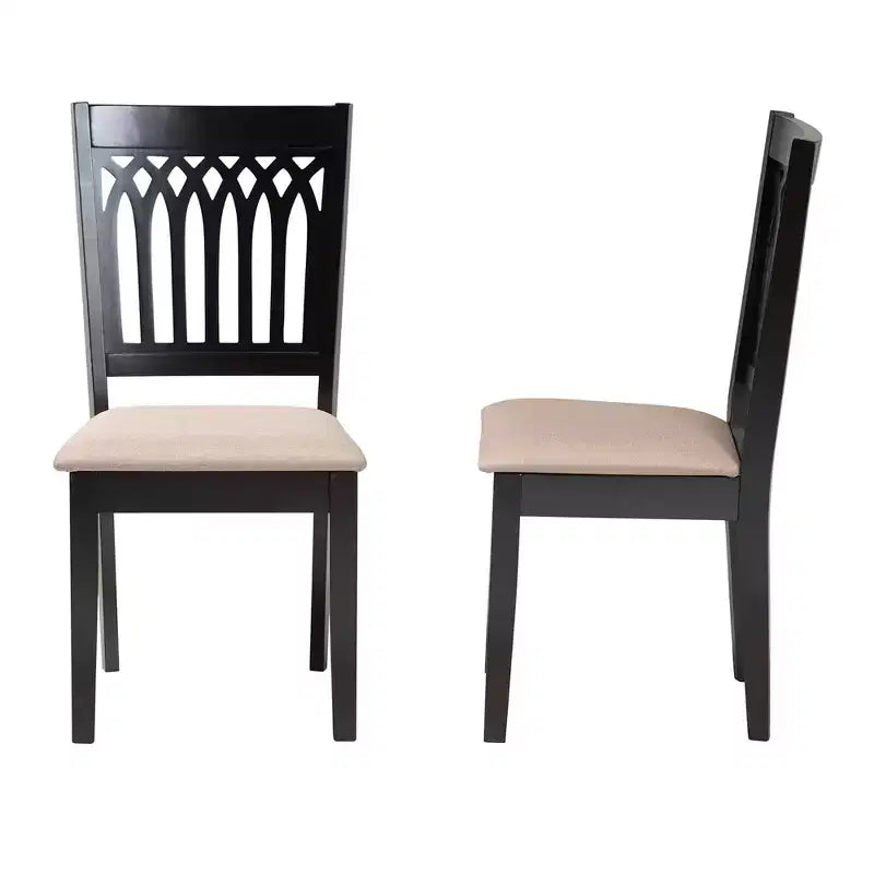 Sedie da pranzo senza braccioli, set da 2, grigio/marrone scuro e noce