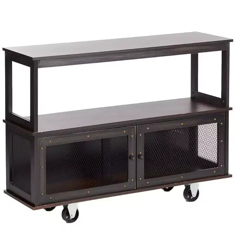 Carrello buffet industriale a 3 ripiani con 2 ante, bianco/nero