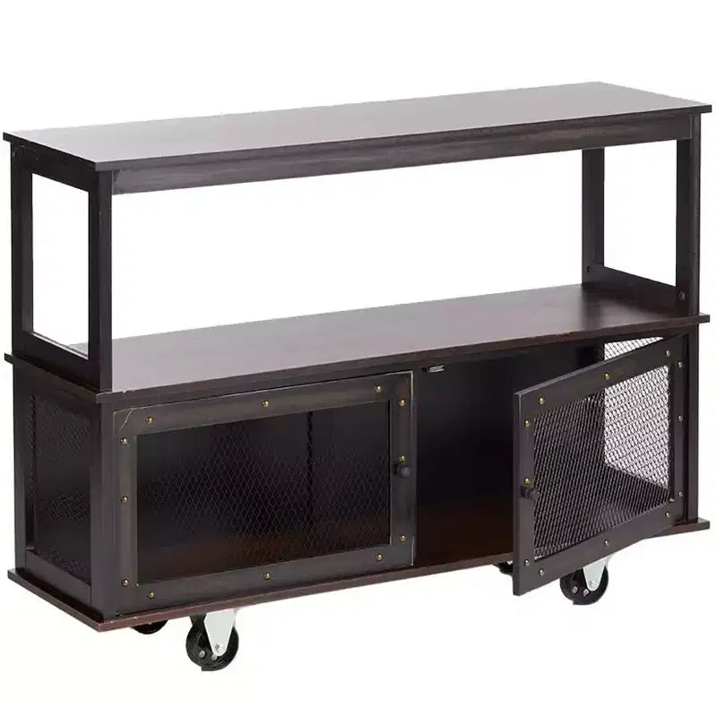 Carrello buffet industriale a 3 ripiani con 2 ante, bianco/nero